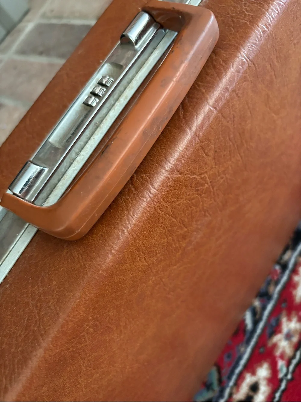 Vintage 1950s Samsonite Orange/Brown Fiberglass Briefcase 12.5” x 18”x 5.5”